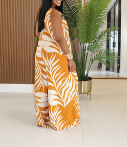 Isla Grace – Leaf Print Wide-Leg Jumpsuit
