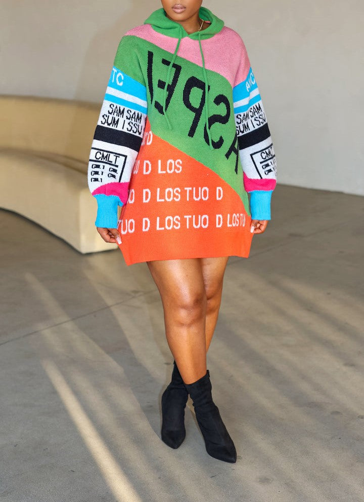 Scripted Hoodie Dress