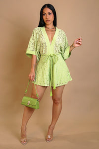 Drift Away Romper – In Orange & Lime Green