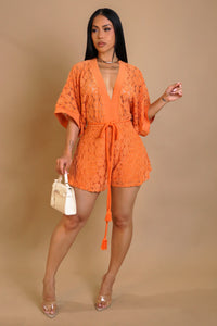 Drift Away Romper – In Orange & Lime Green