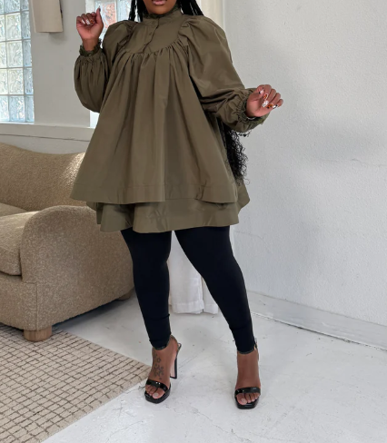 Olive Romance Lace Trim Dress