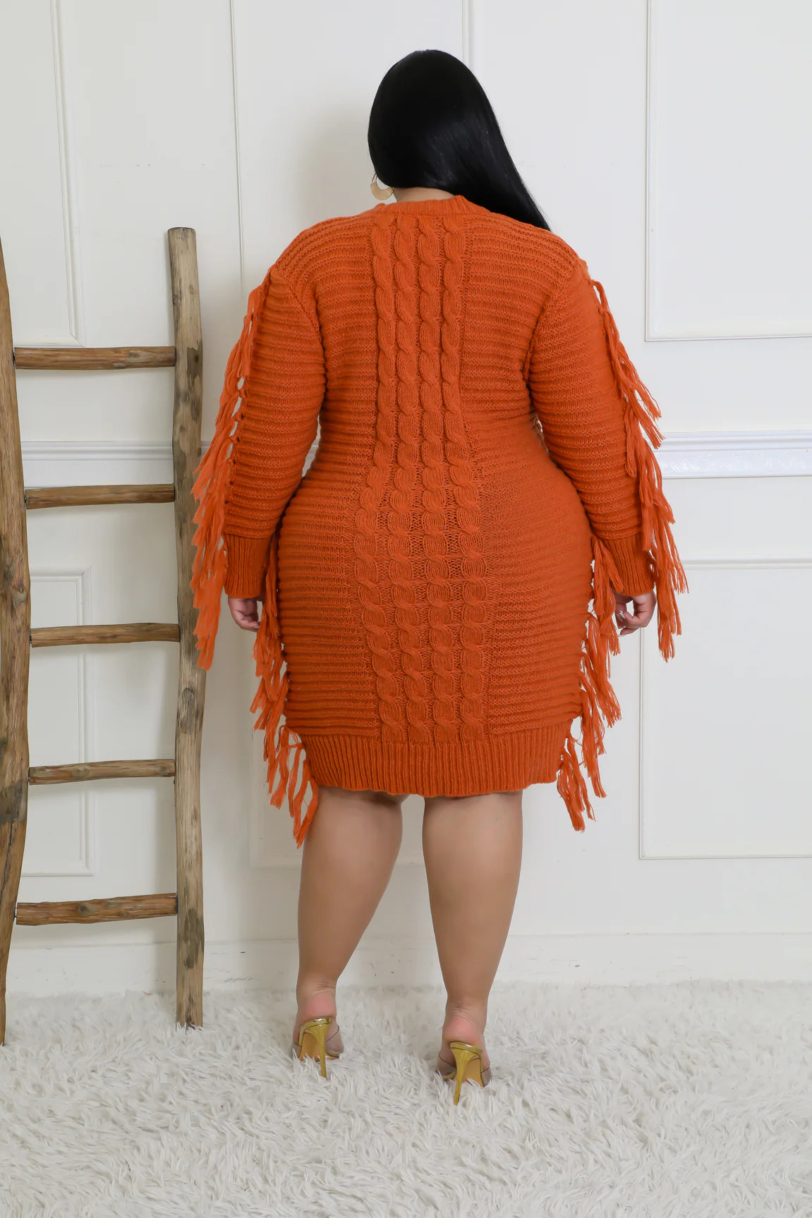 “Flirty Fringe Sweater Dress”