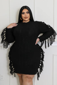 “Flirty Fringe Sweater Dress”