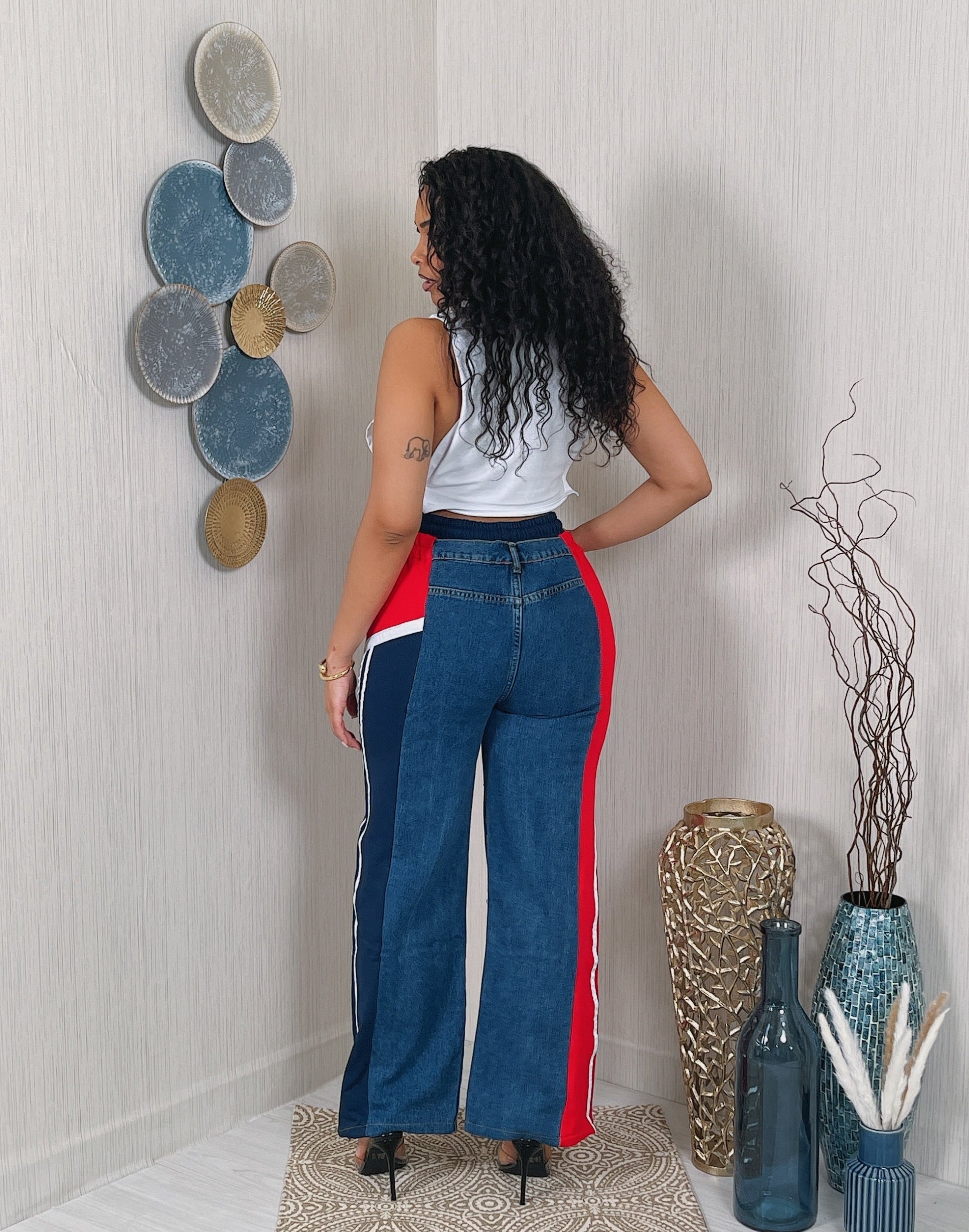 “Denim Fusion Wide-Leg Pants”