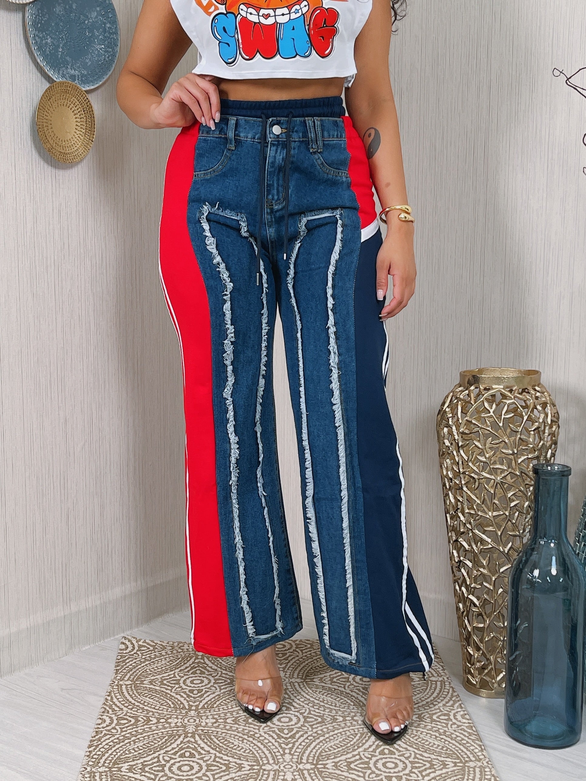 “Denim Fusion Wide-Leg Pants”