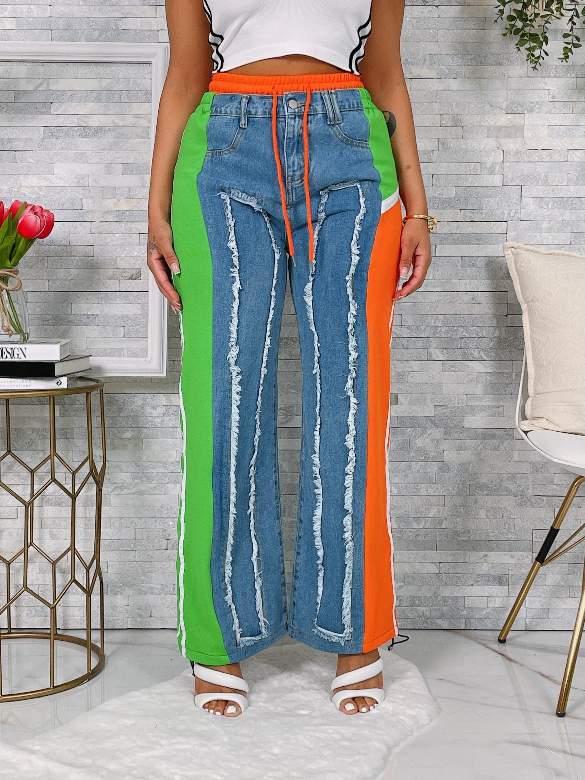 “Denim Fusion Wide-Leg Pants”