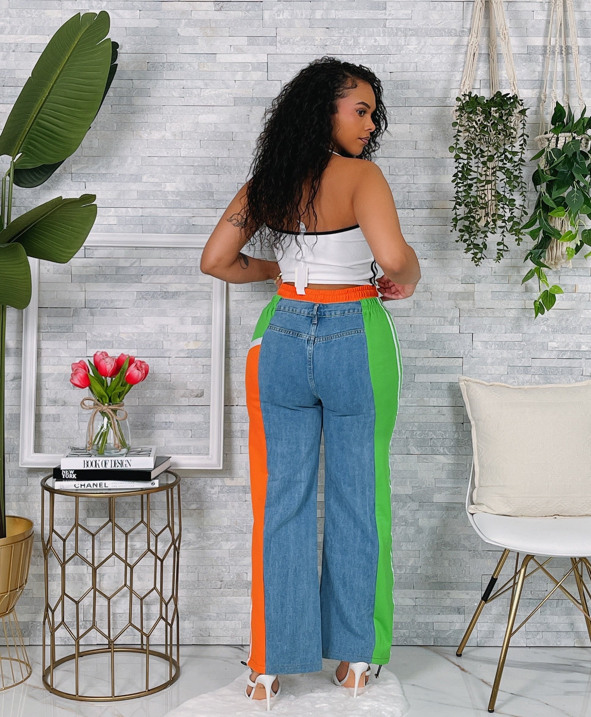 “Denim Fusion Wide-Leg Pants”