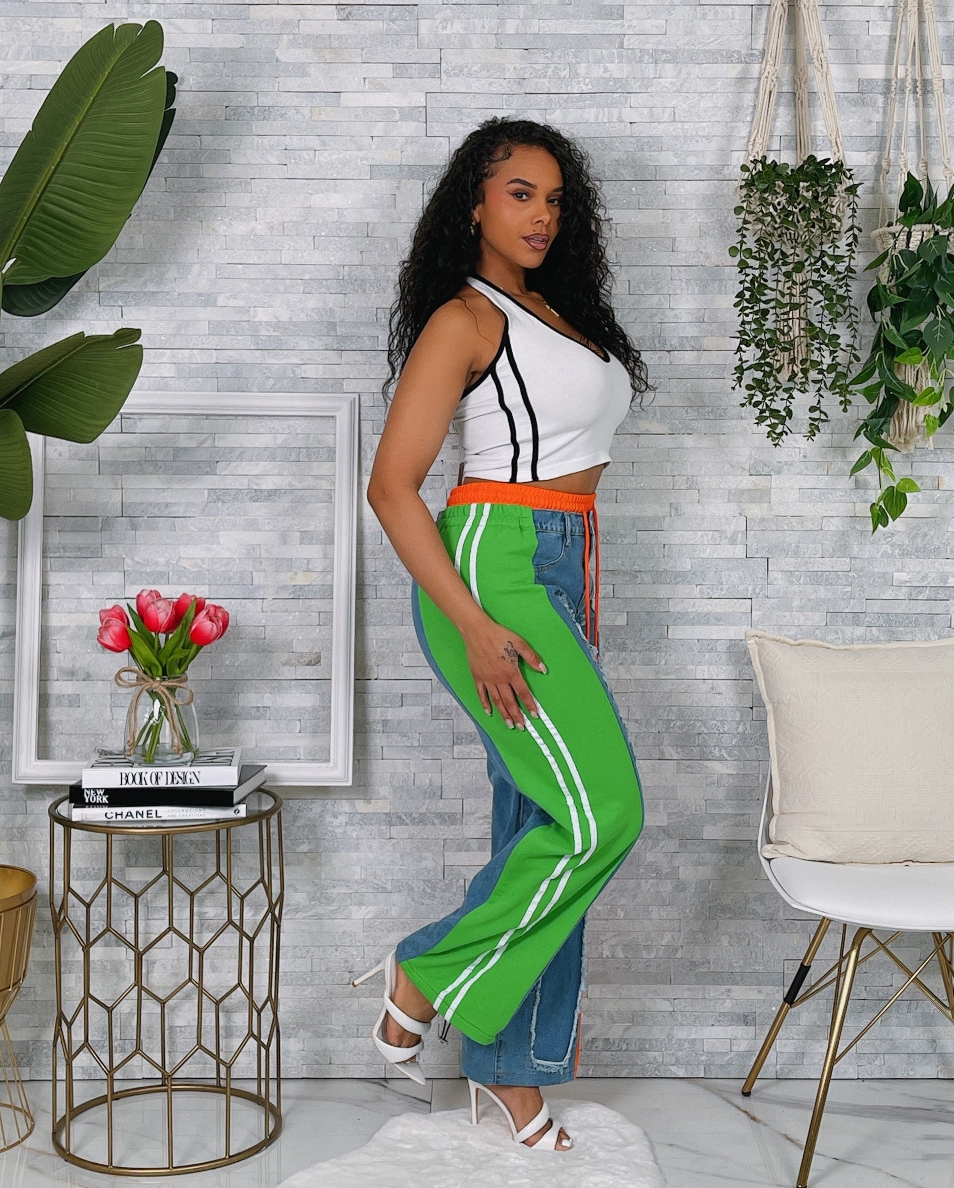 “Denim Fusion Wide-Leg Pants”