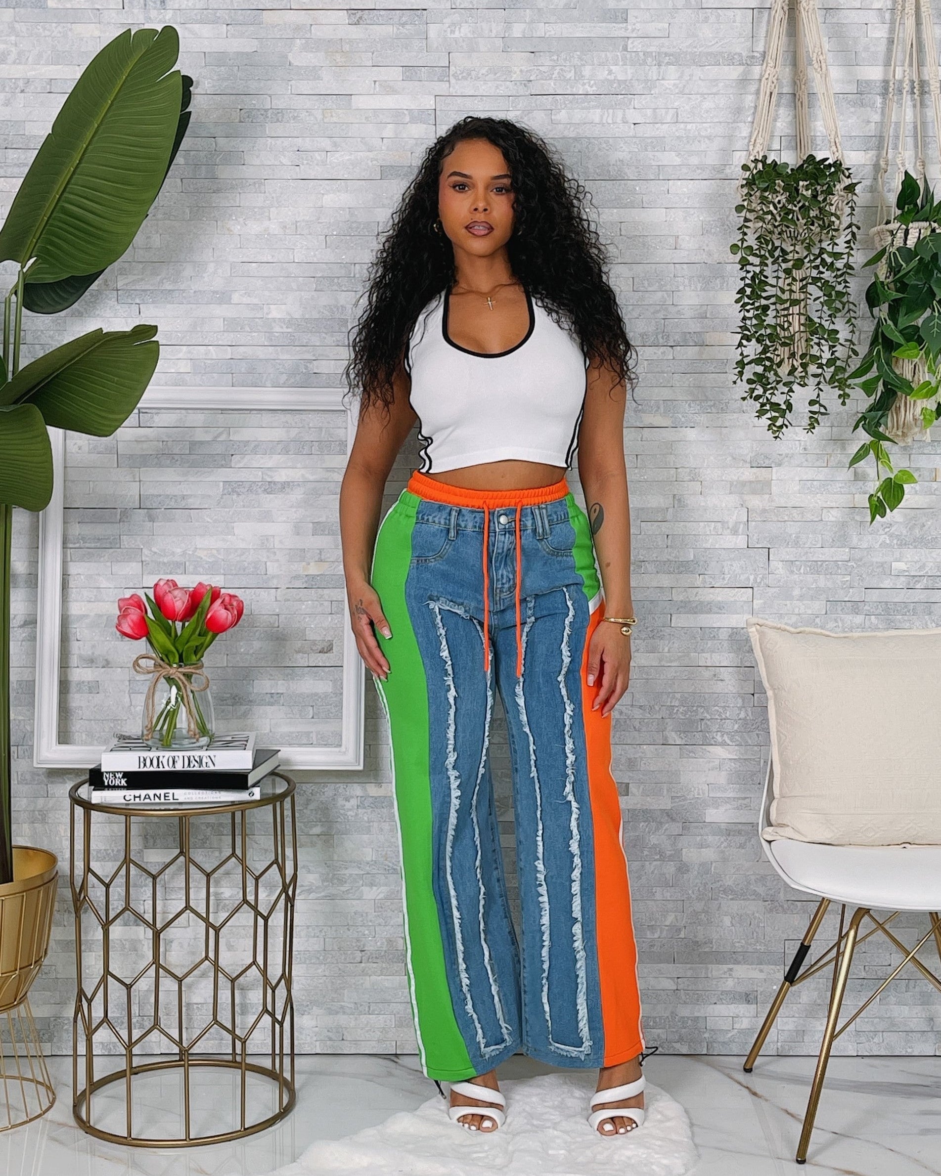 “Denim Fusion Wide-Leg Pants”
