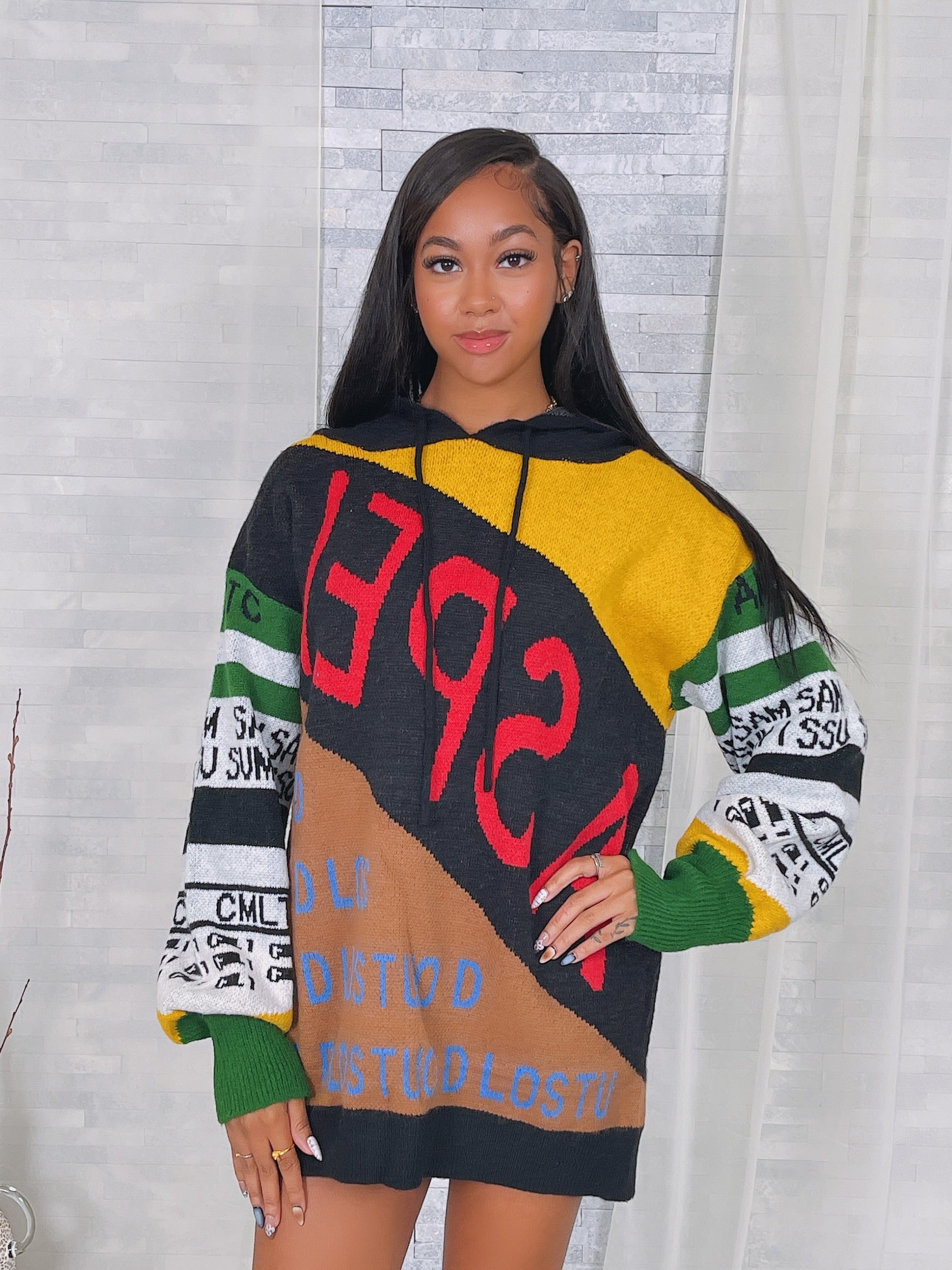 Scripted Hoodie Dress