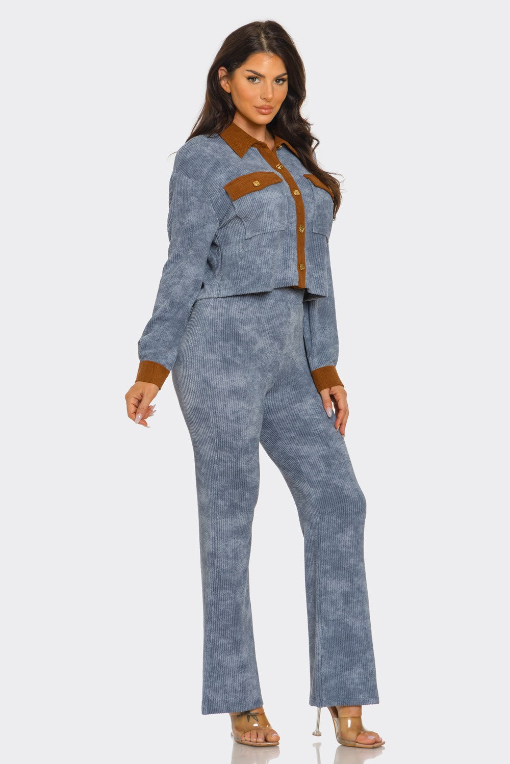 Blue Mocha – Ribbed Two-Piece Set