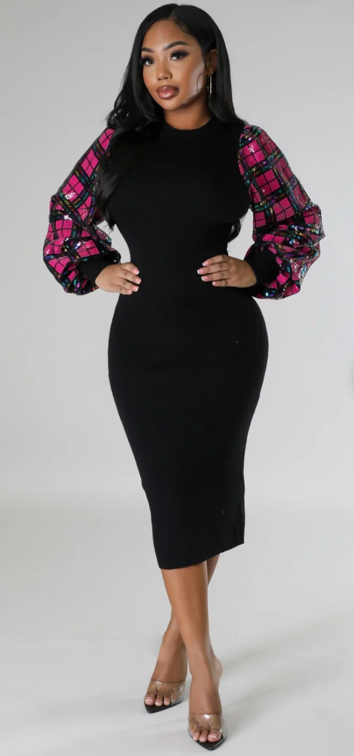 “Midnight Glow Sweater Dress”